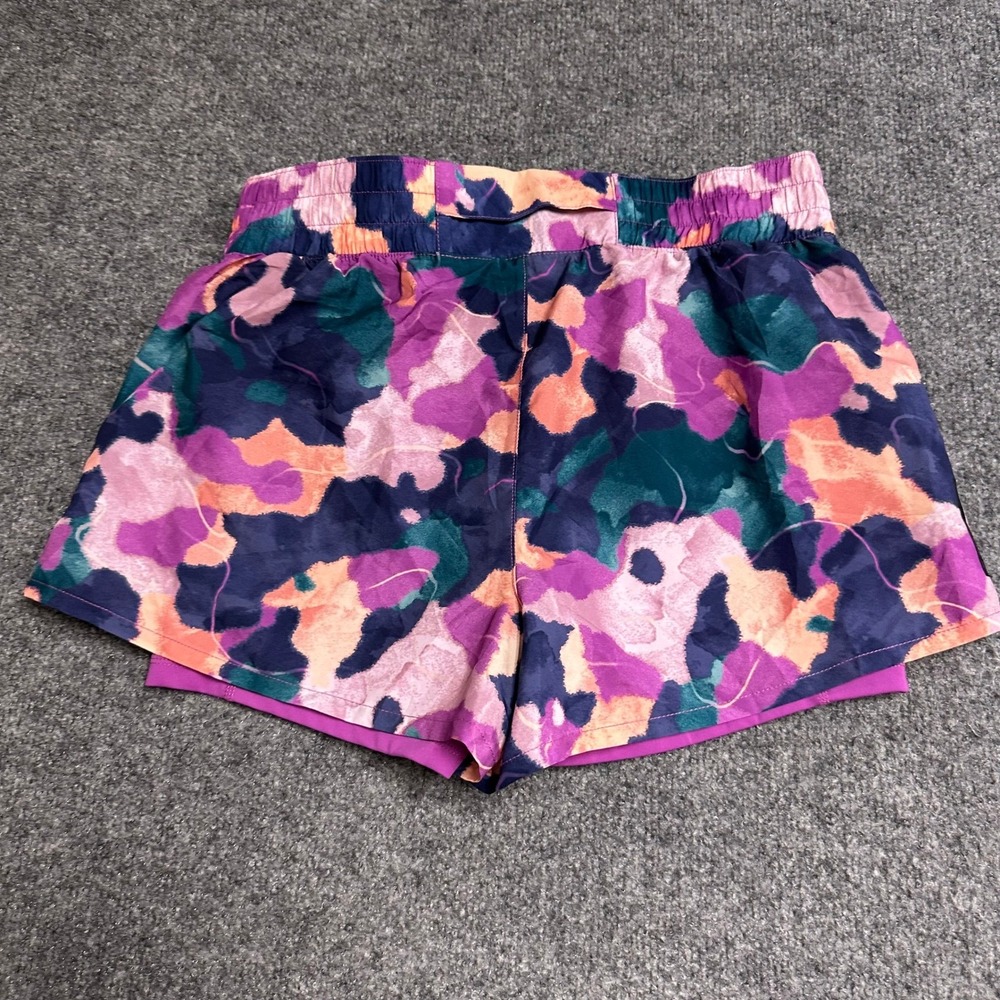 Reebok Shorts Womens Size M Purple Abstract Print 2-in-1 Running Athletic Gym